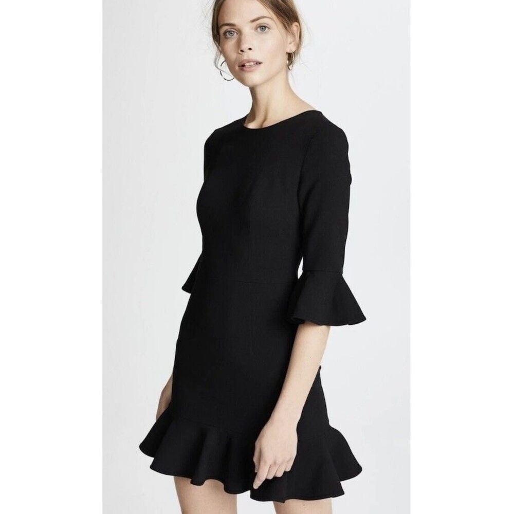 NWOT Black Halo Brooklyn Bell 3/4 Sleeve Mini Dress - Black Size 2 Retails $390+